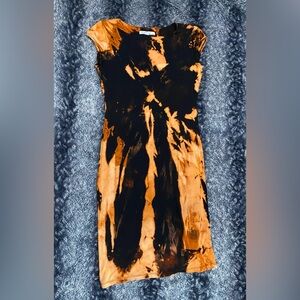 Velvet Torch Women’s Large Black Bleach Dyed Upcycled Short Sleeve Dress